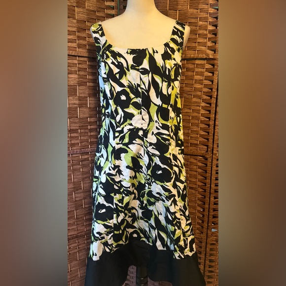 Jessica Howard 14W Dress Lime Green Black White Summer Spring Vacation - Picture 3 of 13